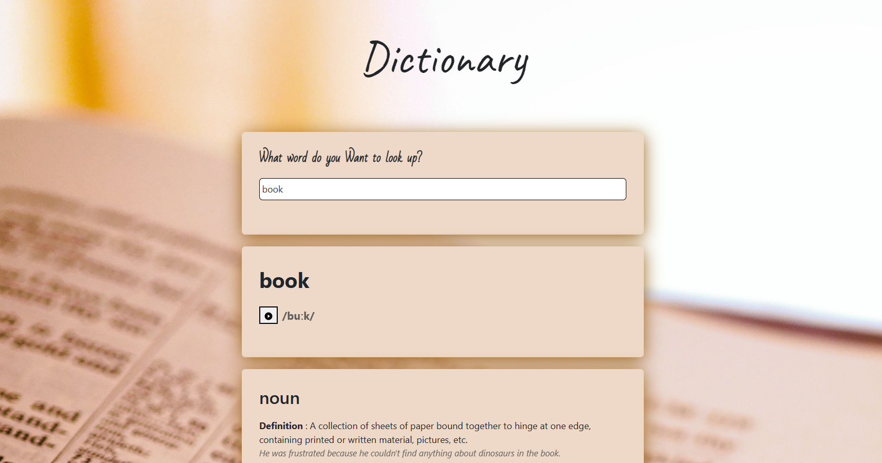 Dictionary App Project Preview